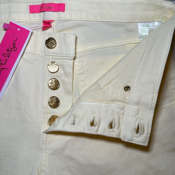 Lilly Pulitzer South Ocean High Rise Straight Leg Jean Lemon Meringue Size 8 NWT - Picture 7 of 16